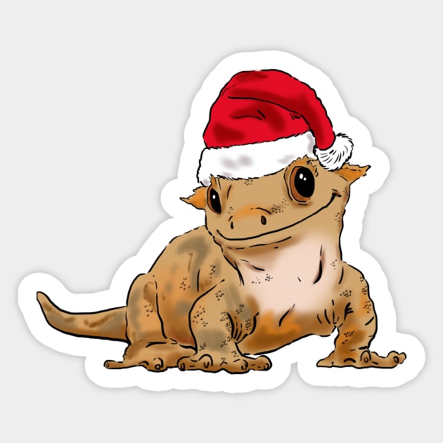 Cute Christmas Crested Gecko, Santa Crestie Sticker by sockdogs
